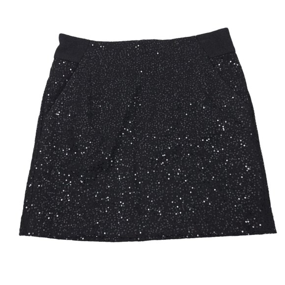 LOFT Dresses & Skirts - Ann Taylor LOFT Skirt Black Sequin Short Mini Women Size 8 Side Pockets Bling